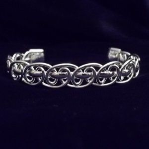 Wavy Design Silver Cuff Bracelet  925 Silver Plated
